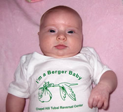 Ali in her Berger Baby T-shirt.